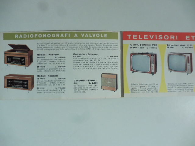Eterphon. Radio, televisione, elettrodomestici. Pieghevole pubblicitario